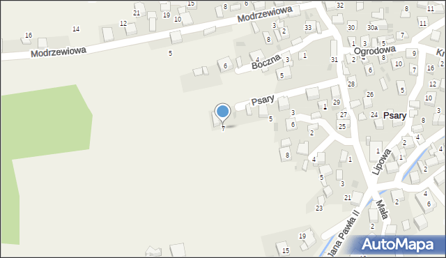 Psary, Zachodnia, 7, mapa Psary