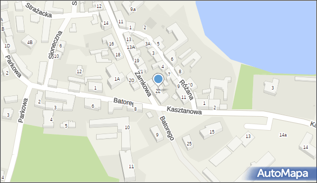 Pszczew, Zamkowa, 22, mapa Pszczew