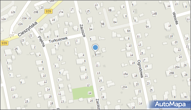 Pszczyna, Zacisze, 9, mapa Pszczyny