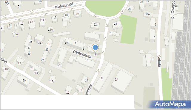 Pszczyna, Zamenhofa Ludwika, dr., 4, mapa Pszczyny