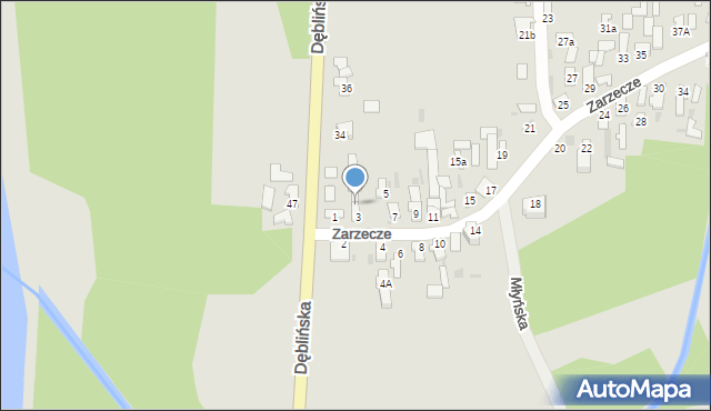 Puławy, Zarzecze, 3a, mapa Puław