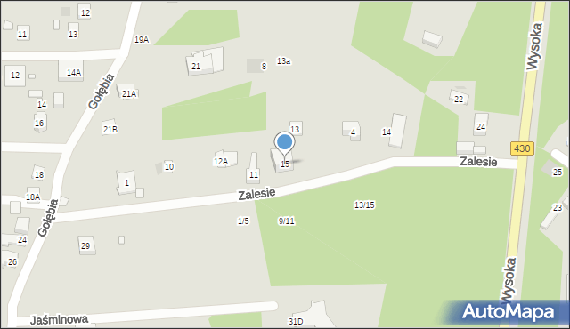 Puszczykowo, Zalesie, 15, mapa Puszczykowo