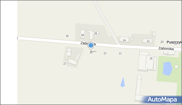 Puszczykowo-Zaborze, Zaborska, 25, mapa Puszczykowo-Zaborze