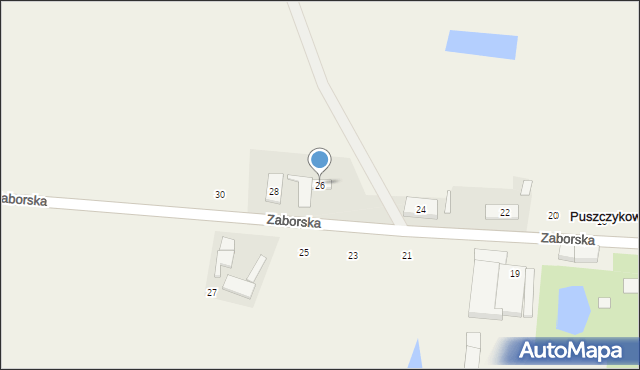 Puszczykowo-Zaborze, Zaborska, 26, mapa Puszczykowo-Zaborze