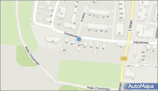 Pyrzyce, Zabytkowa, 44, mapa Pyrzyce