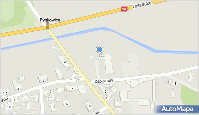 Pyskowice, Zaolszany, 5, mapa Pyskowice