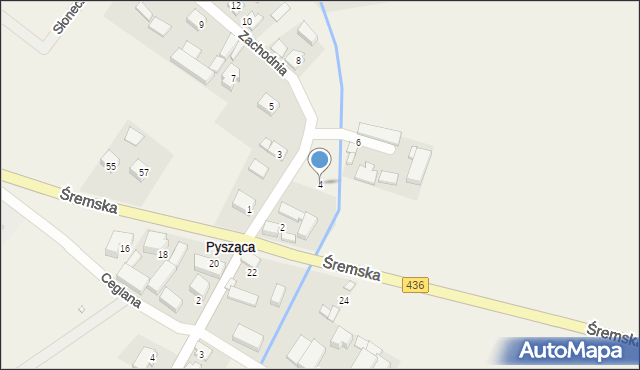 Pysząca, Zachodnia, 4, mapa Pysząca