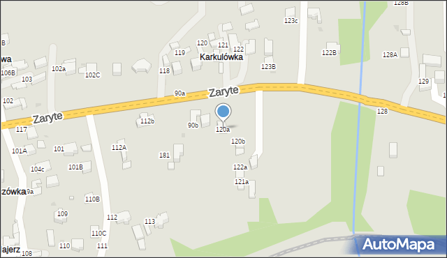 Rabka-Zdrój, Zaryte, 120a, mapa Rabka-Zdrój