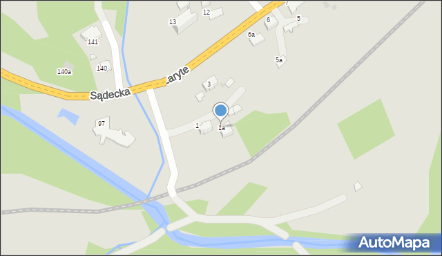 Rabka-Zdrój, Zaryte, 1a, mapa Rabka-Zdrój