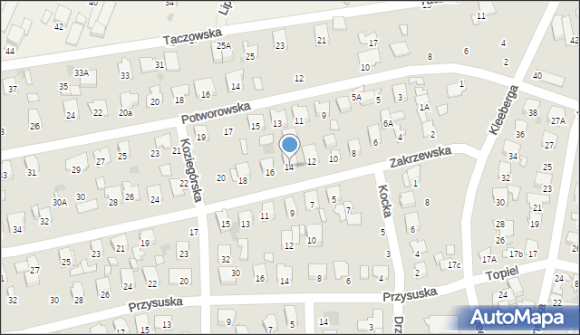 Radom, Zakrzewska, 14, mapa Radomia