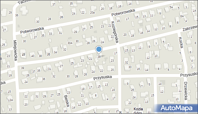 Radom, Zakrzewska, 19, mapa Radomia