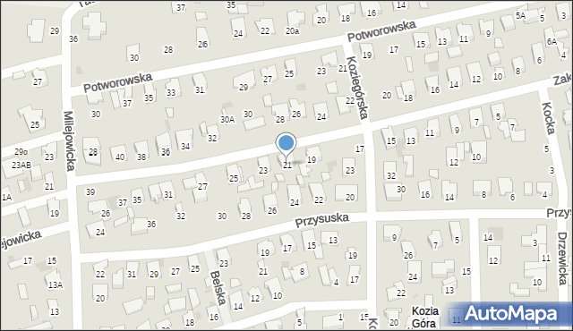 Radom, Zakrzewska, 21, mapa Radomia