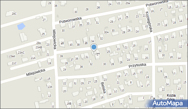 Radom, Zakrzewska, 29, mapa Radomia