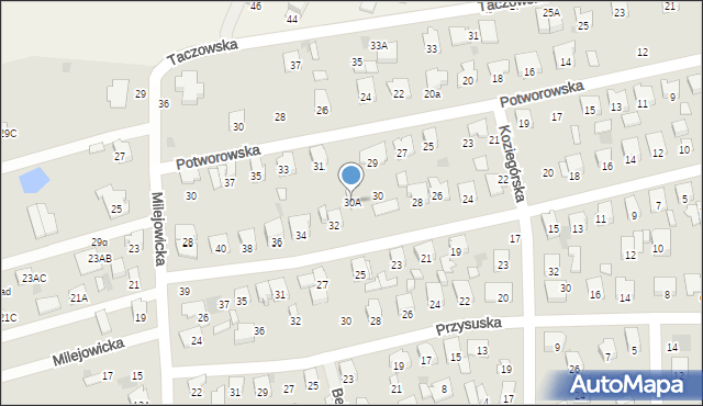 Radom, Zakrzewska, 30A, mapa Radomia