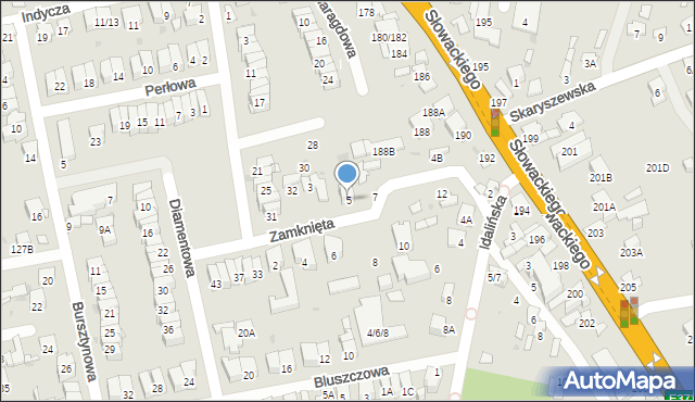 Radom, Zamknięta, 5, mapa Radomia