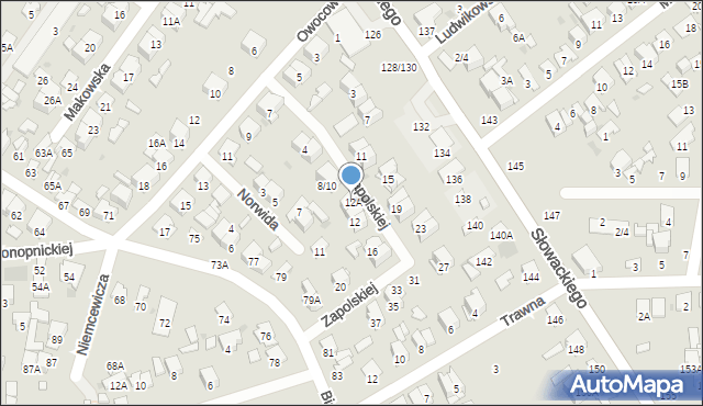 Radom, Zapolskiej Gabrieli, 12A, mapa Radomia