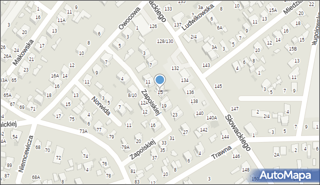 Radom, Zapolskiej Gabrieli, 15, mapa Radomia