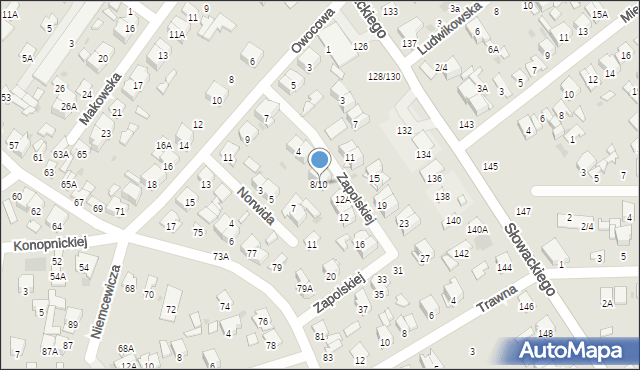 Radom, Zapolskiej Gabrieli, 8/10, mapa Radomia