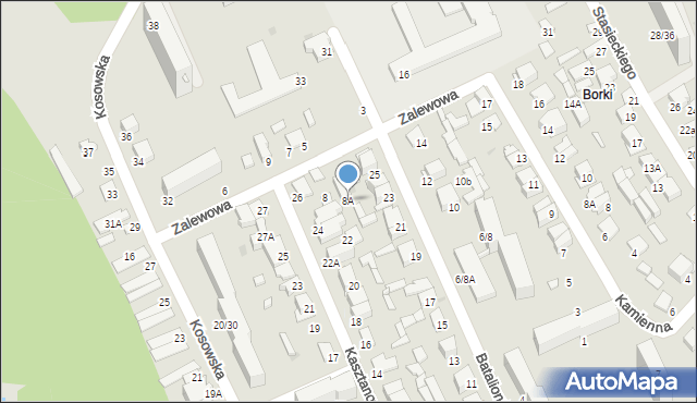 Radom, Zalewowa, 8A, mapa Radomia