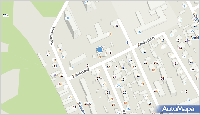 Radom, Zalewowa, 9, mapa Radomia