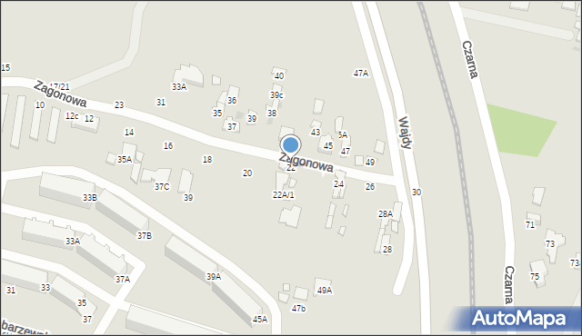 Radom, Zagonowa, 22, mapa Radomia