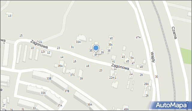 Radom, Zagonowa, 37, mapa Radomia
