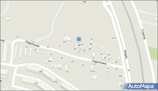 Radom, Zagonowa, 37B, mapa Radomia