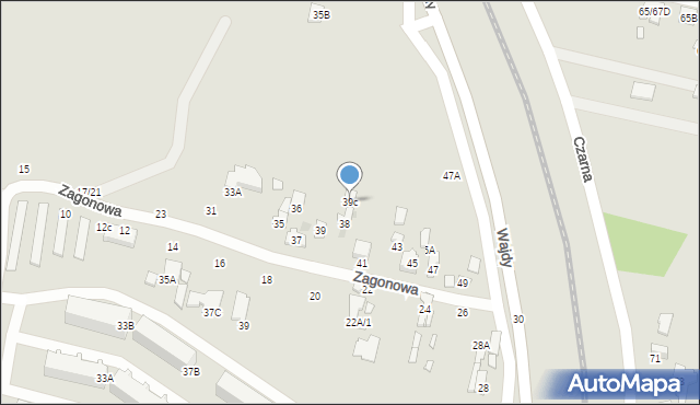 Radom, Zagonowa, 39c, mapa Radomia