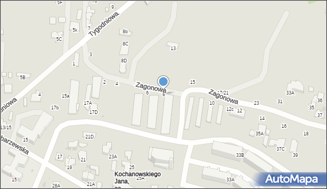 Radom, Zagonowa, 8, mapa Radomia