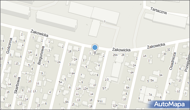 Radom, Żakowicka, 22A, mapa Radomia