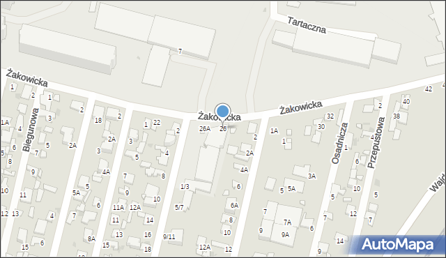 Radom, Żakowicka, 26, mapa Radomia
