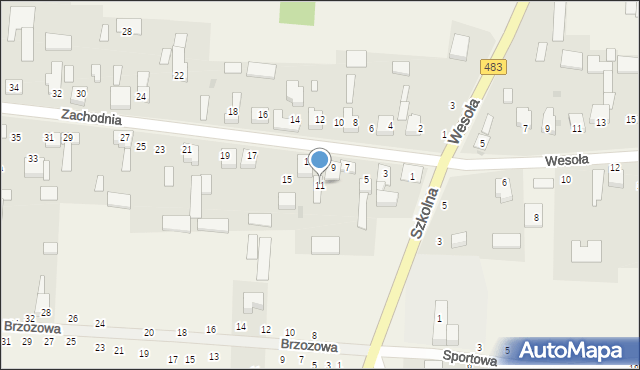 Radostków, Zachodnia, 11, mapa Radostków