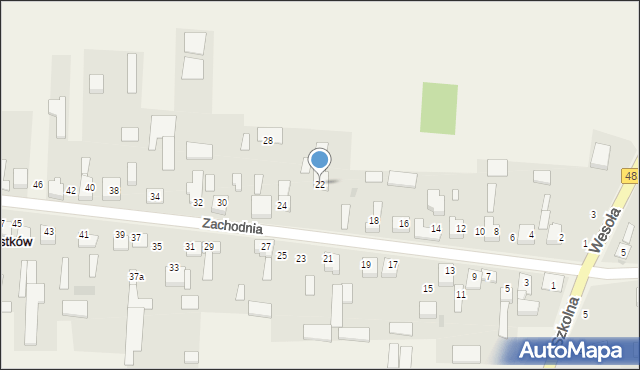 Radostków, Zachodnia, 22, mapa Radostków