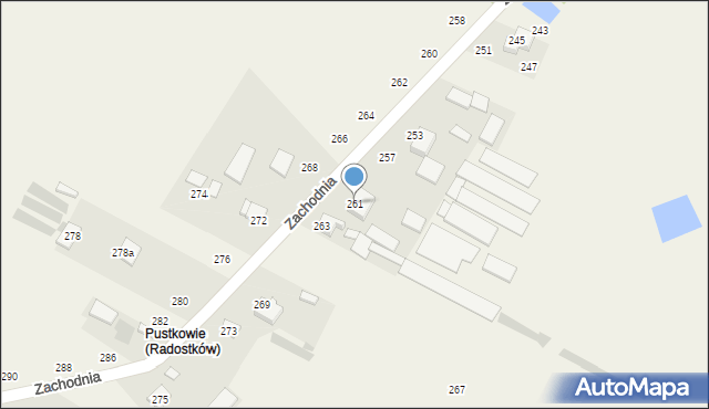 Radostków, Zachodnia, 261, mapa Radostków