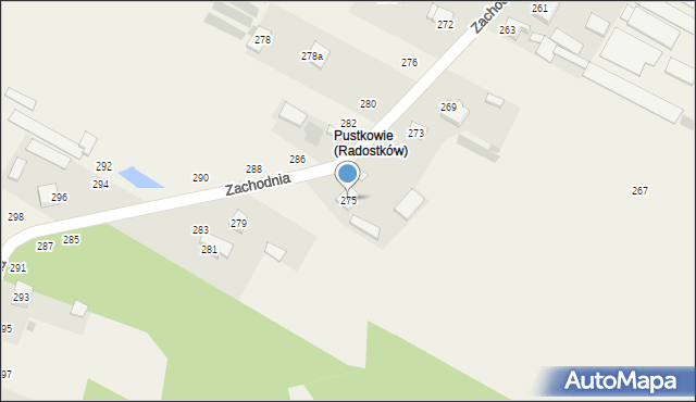 Radostków, Zachodnia, 275, mapa Radostków