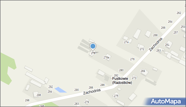 Radostków, Zachodnia, 278, mapa Radostków