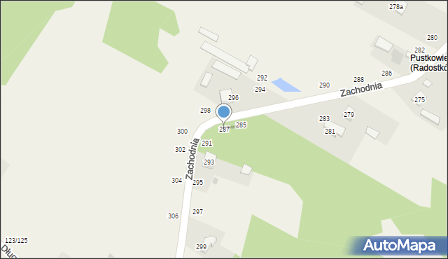 Radostków, Zachodnia, 287, mapa Radostków