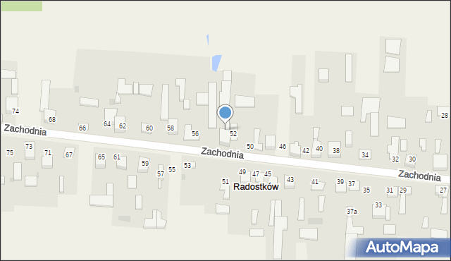Radostków, Zachodnia, 54, mapa Radostków