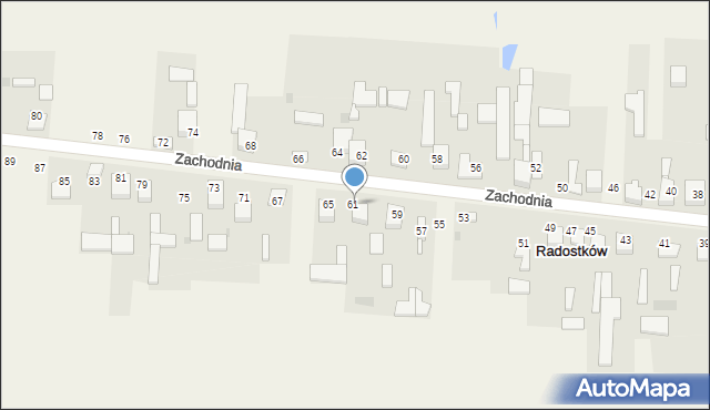 Radostków, Zachodnia, 63, mapa Radostków