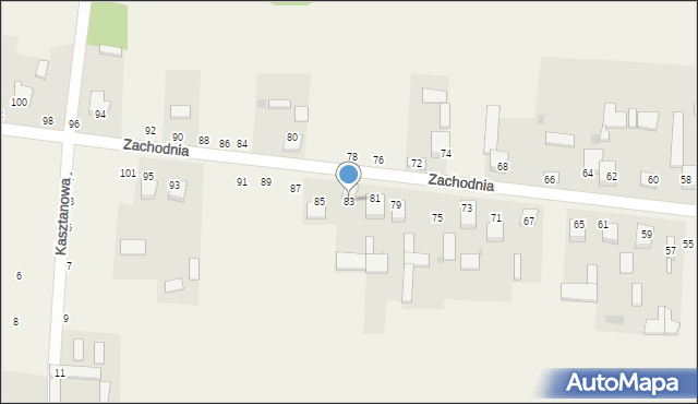Radostków, Zachodnia, 83, mapa Radostków