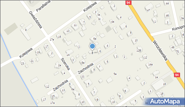 Radwanice, Zachodnia, 8, mapa Radwanice