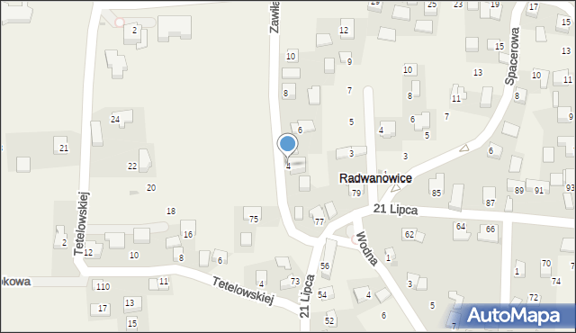 Radwanowice, Zawiła, 4, mapa Radwanowice