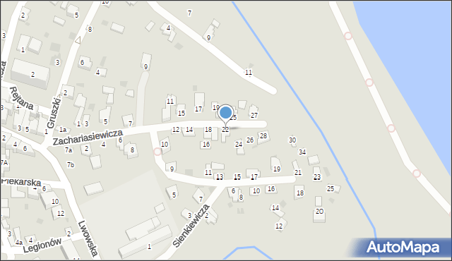 Radymno, Zachariasiewicza Jana, 22, mapa Radymno