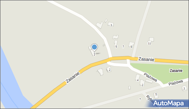 Radymno, Zasanie, 1, mapa Radymno