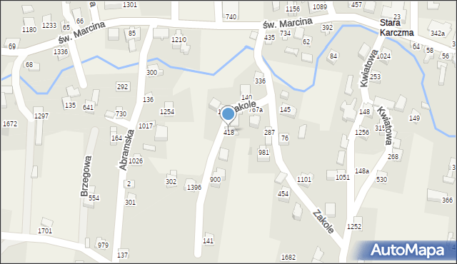 Radziechowy, Zakole, 418, mapa Radziechowy