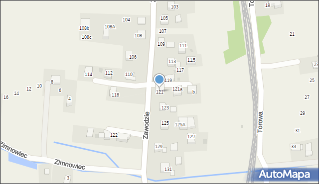 Radziszów, Zawodzie, 121, mapa Radziszów