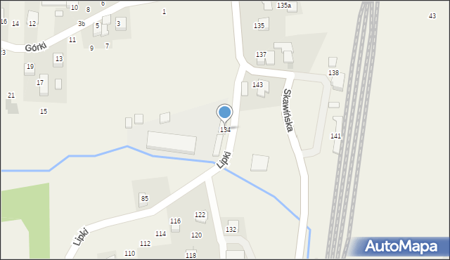 Radziszów, Zawodzie, 134, mapa Radziszów