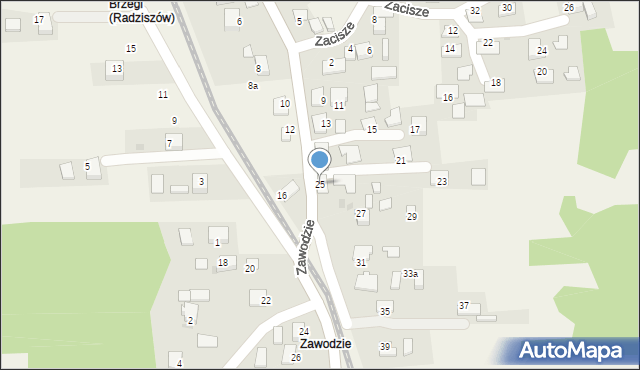 Radziszów, Zawodzie, 25, mapa Radziszów