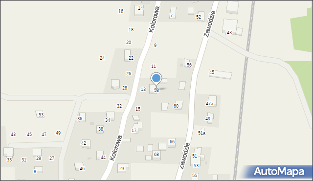 Radziszów, Zawodzie, 58, mapa Radziszów