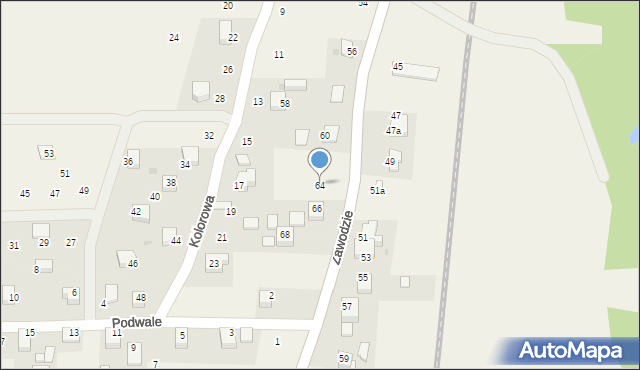 Radziszów, Zawodzie, 64, mapa Radziszów